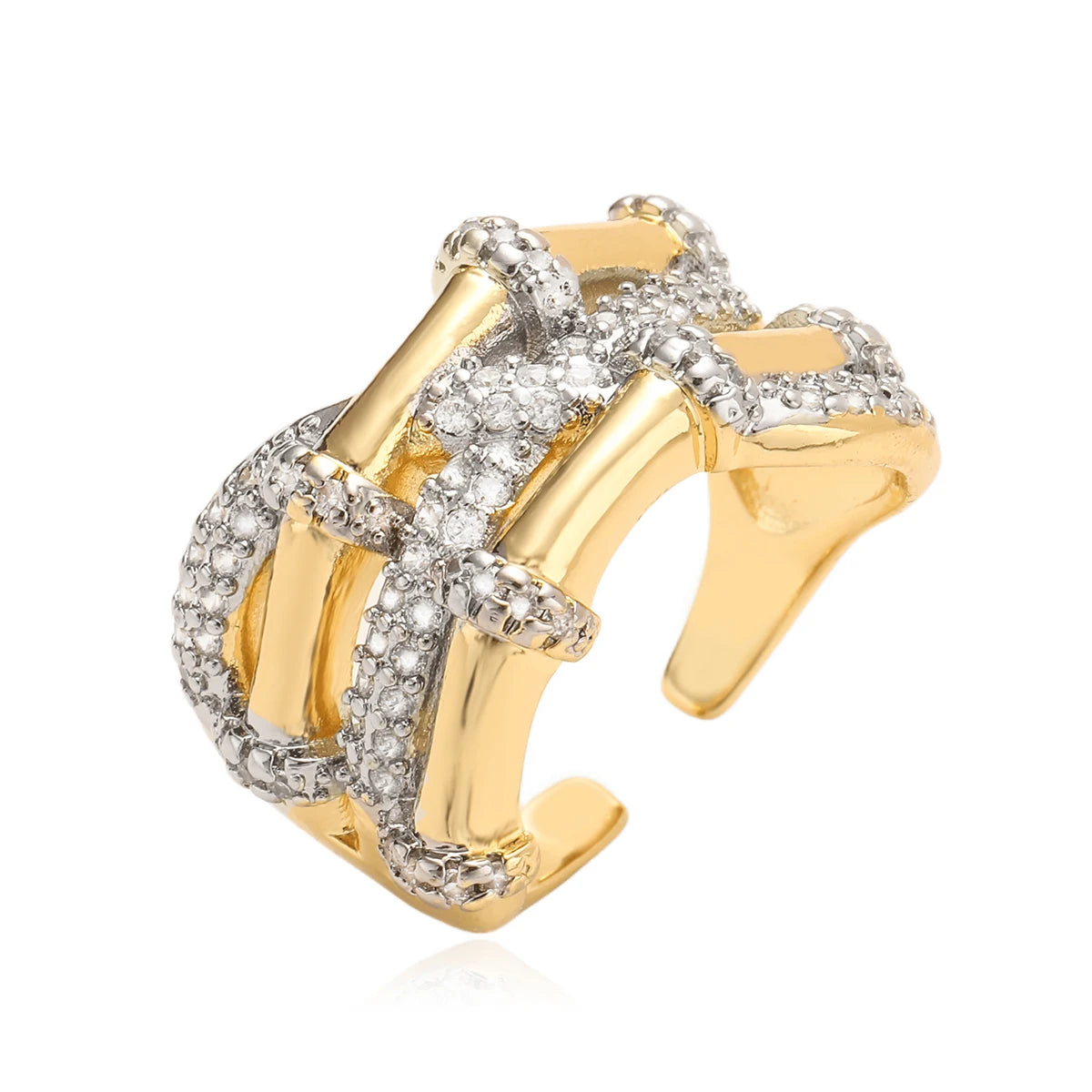 NEWBUY Marke Luxus AAA Zirkonia Pflasterfassung Kupfer Schmuck Gold/Silber Mix Farbe Eheringe Für Frauen Geschenk