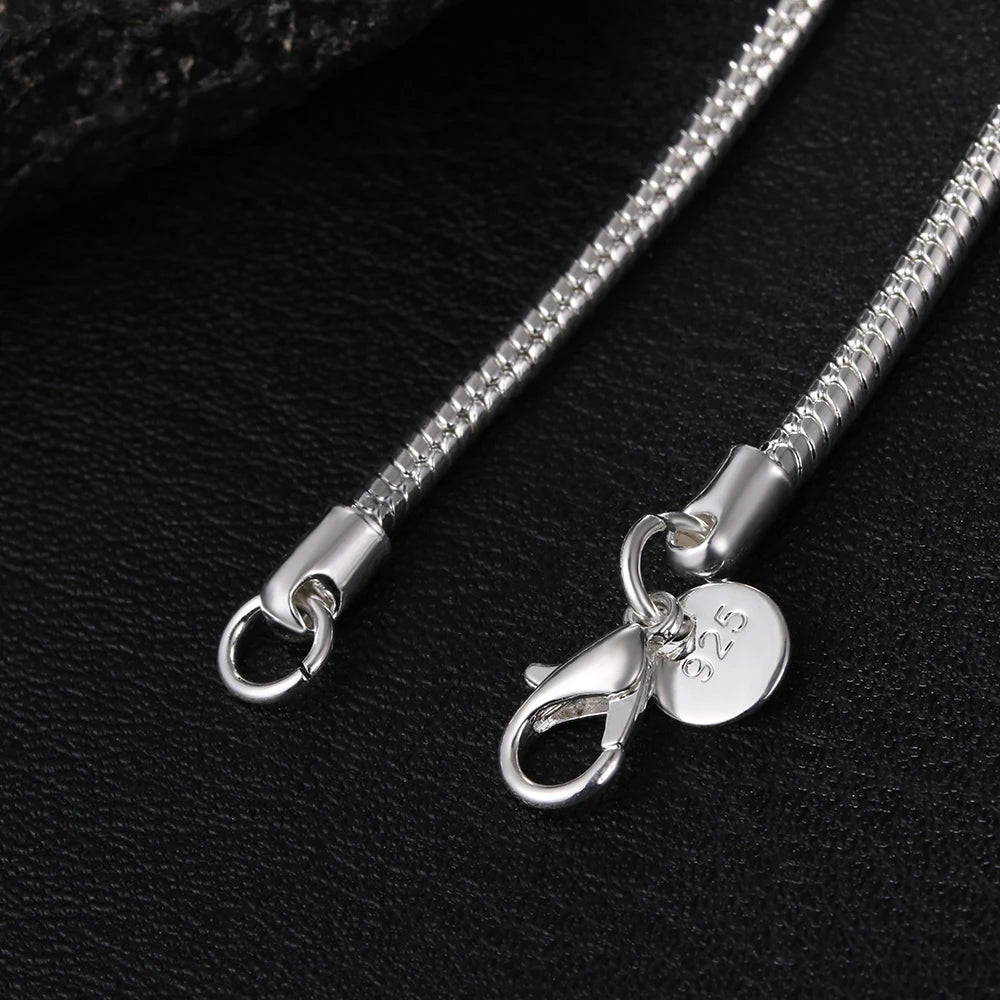 40-75cm 925 Plata de Ley 1MM/2MM/3MM Collar de Cadena de Serpiente Sólida Para Hombres Mujeres Joyería de Moda para colgante envío gratis