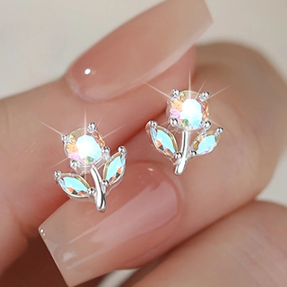 Fruit Bubble Bunte Zirkon-Blumenohrringe Damen Mode Persönlichkeit Trendige Luxus-Waldohrringe Vielseitig Ins