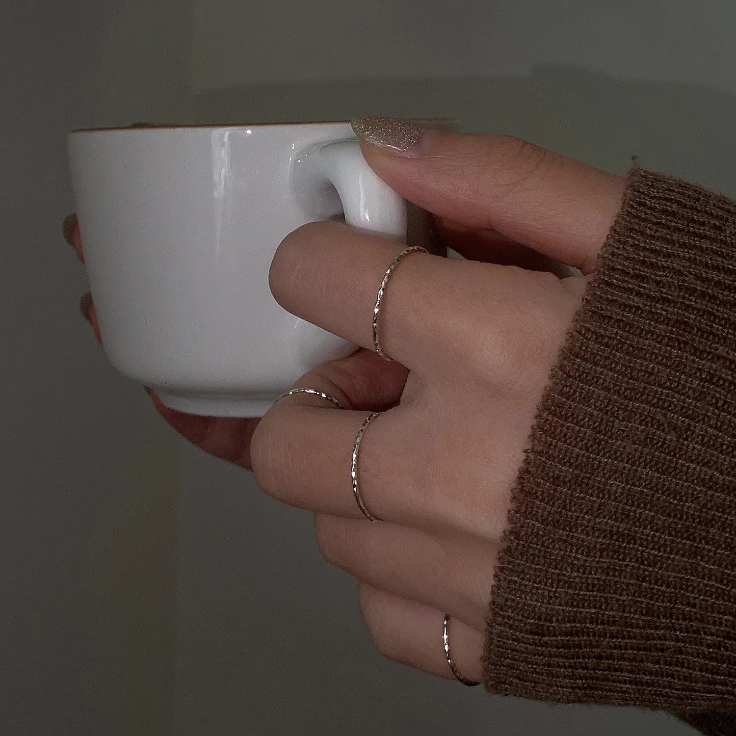 925 Sterling Silber schlichter und vielseitiger schlichter Ring, faltbarer Ring, Party-Schmuckaccessoires für Damen und Mädchen