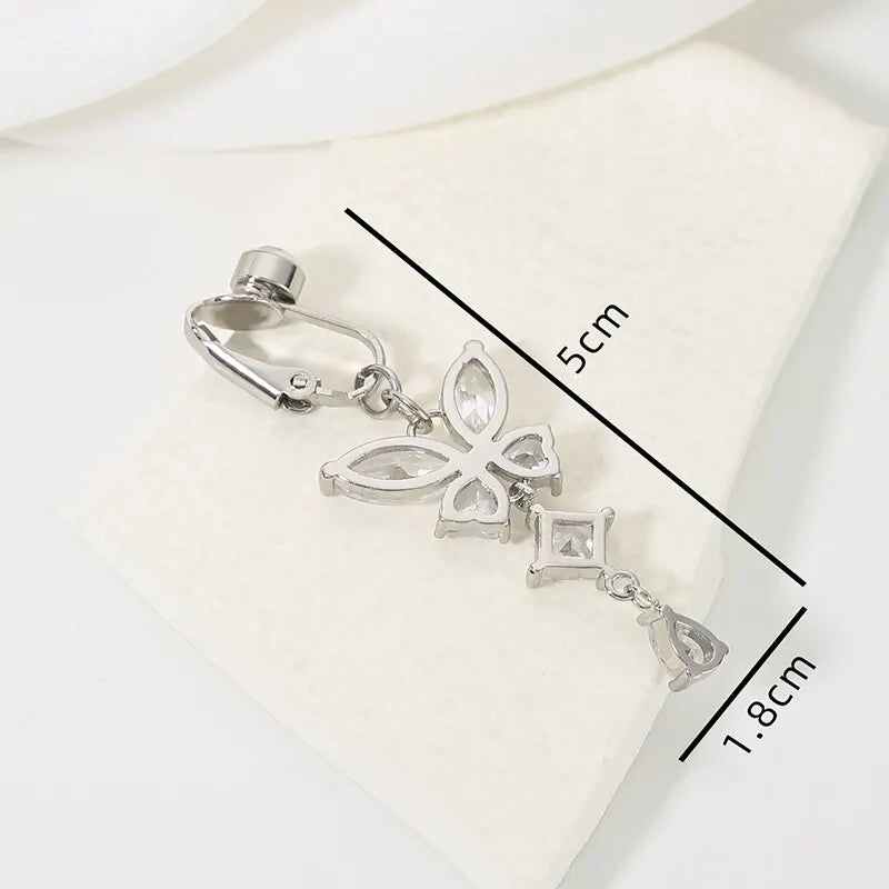 Clip-On Bauchnabelpiercing Schmetterlingsform Kupfer Zirkon Faux Bauchnabelpiercing Nabelkörperschmuck Trendiger Modestil