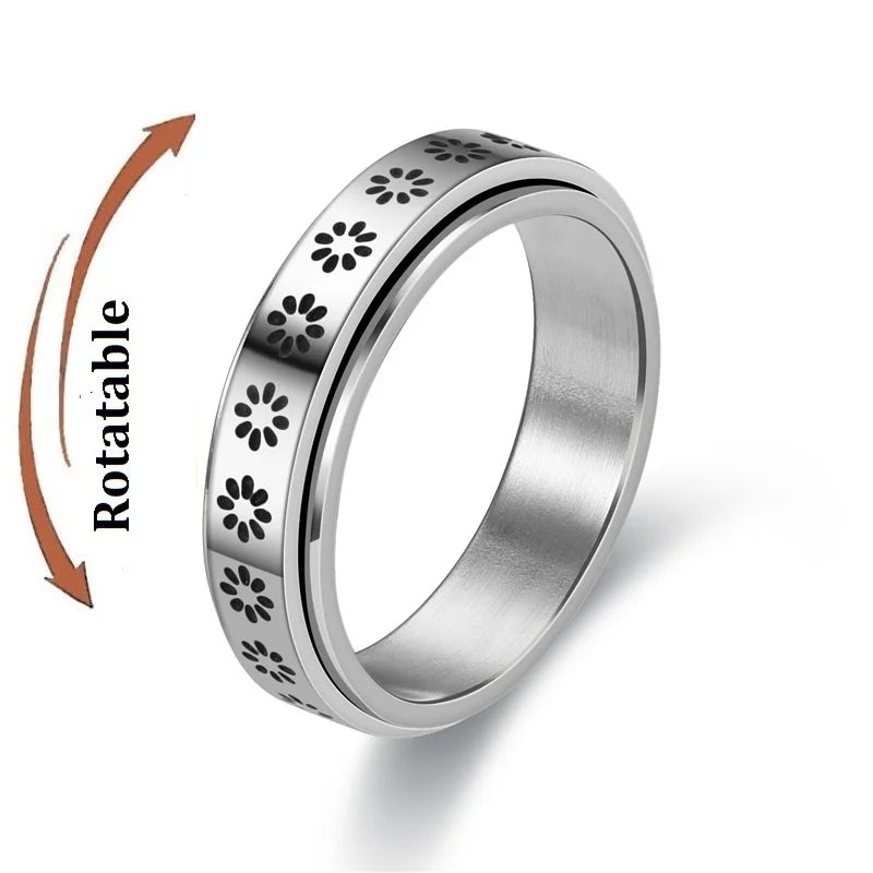 Stainless Steel Star Moon Anxiety Relaxing Cool Ring For Couples Spinner Fidgets Joint Rings Accessories Anillo Antiestres