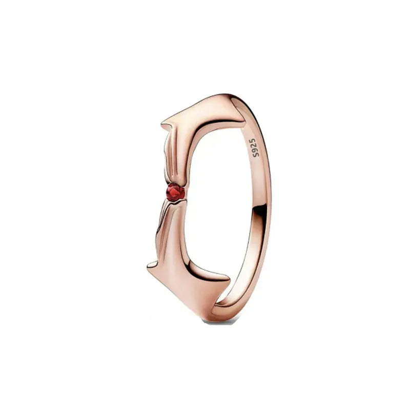 Ring aus Roségold mit Kleeblatt, Herz, Pink, Neu, Bestseller, 925er Silber, geeignet zum Kombinieren, DIY Geburtstagsgeschenk