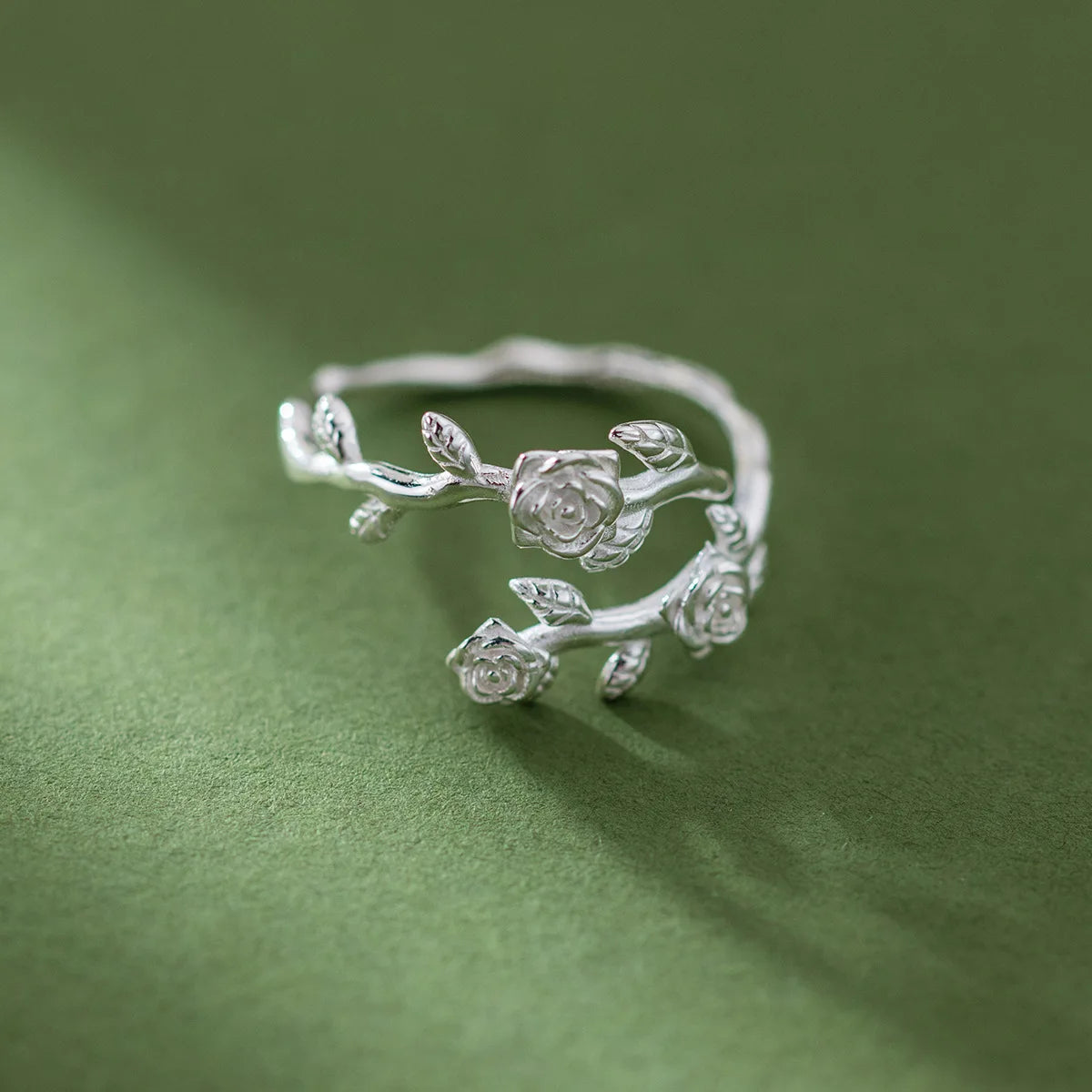 925 Sterlingsilber Rosenzweig Verstellbare Ringe für Frauen Verlobung Hochzeit Weibliche Luxus-Schmuck-Accessoires Schmuck