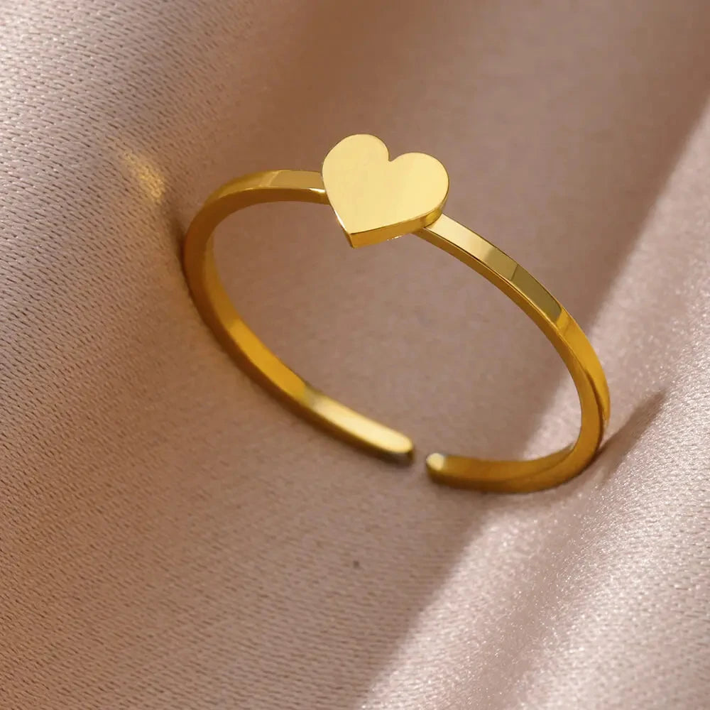 Goldfarbener Edelstahl Muschelringe für Frauen Vintage Oval Blauer Stein Verstellbarer Ring Mode Party Schmuck Jubiläumsgeschenk