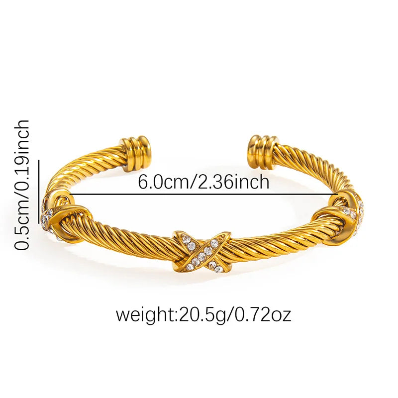 1 Stück Edelstahl 8-förmiges Kreuz Diamant Armband Trendiges Mode Vielseitiges Stahlseil Offenes Armband Party Schmuck Geschenke