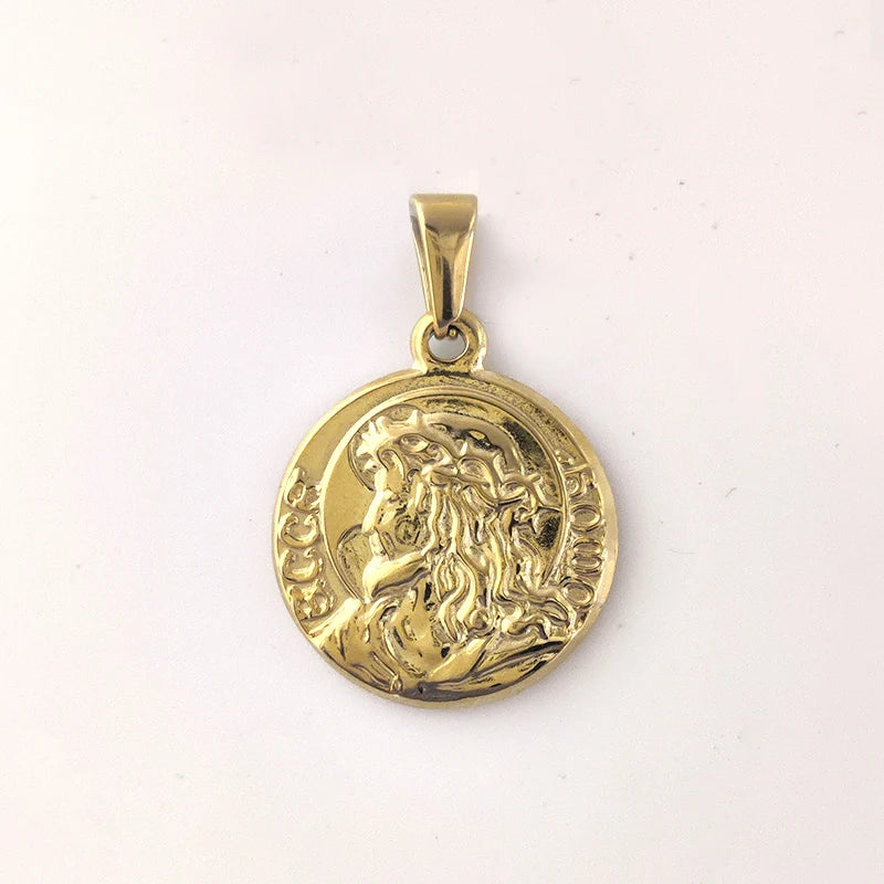 Colgante de Jesús de Hip-Hop para hombre: Collar con colgante de Jesús Cristo de acero inoxidable estilo rapero, joyería con cabeza de Jesús como regalo para hombres