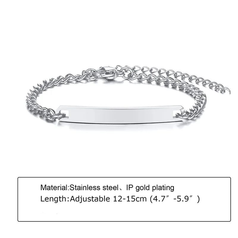 Individuelles personalisiertes Namens-ID-Armband für Mädchen und Jungen, Edelstahl-Gliederketten-Kronenarmband, nicht allergisch