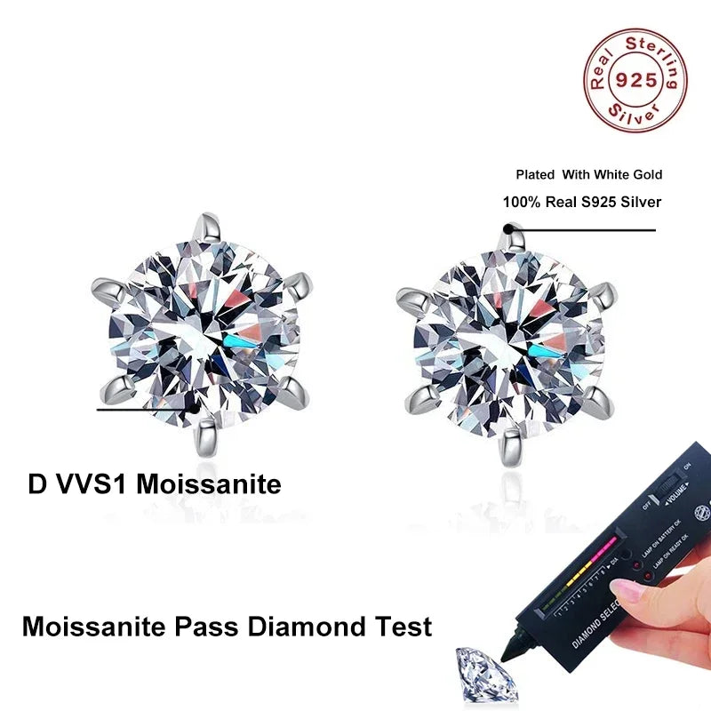NeeTim 0.3-2CT Moissanit-Ohrstecker für Damen, Schraubverschluss, 925er Sterlingsilber, Hochzeitsschmuck, besteht den Diamanttest