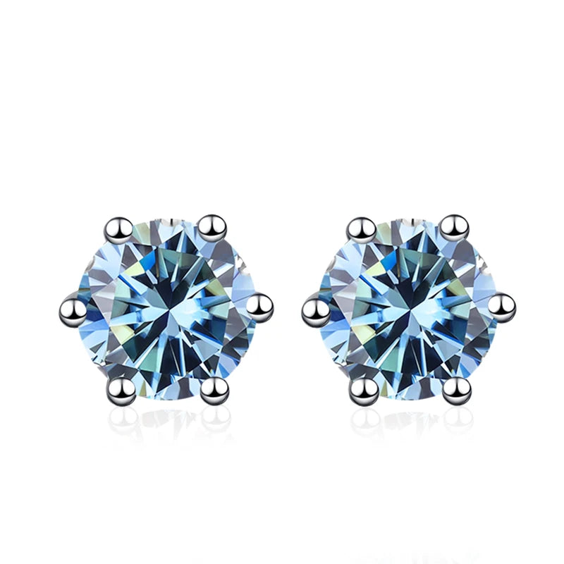 NeeTim Pendientes de Moissanita de 0,5 ct, 1 ct, 2 ct para mujer, de plata de ley 925, en verde, rosa, negro, azul y gris, con circonitas brillantes