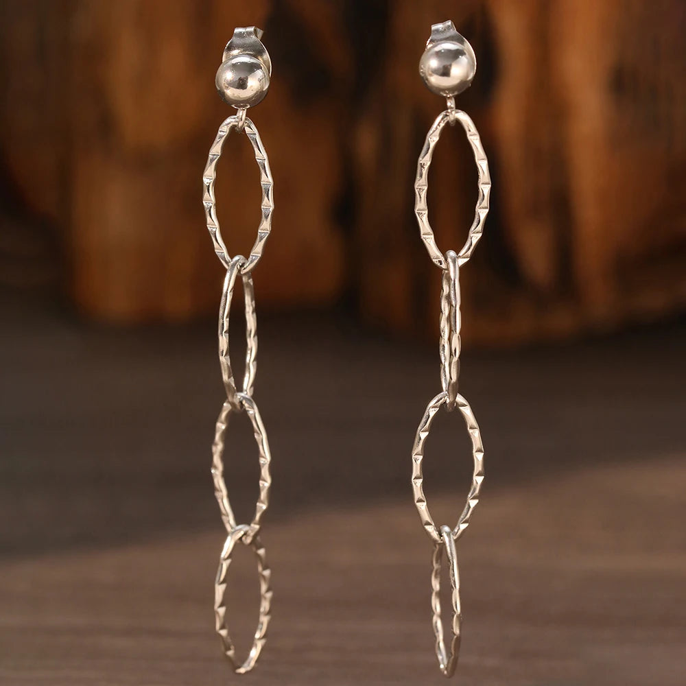Edelstahl-Ohrringe Persönlichkeit Unregelmäßiger Kreis Lang Mode Schlichtheit High-End-Anmut Baummförmige Ohrringe für Frauen Schmuck