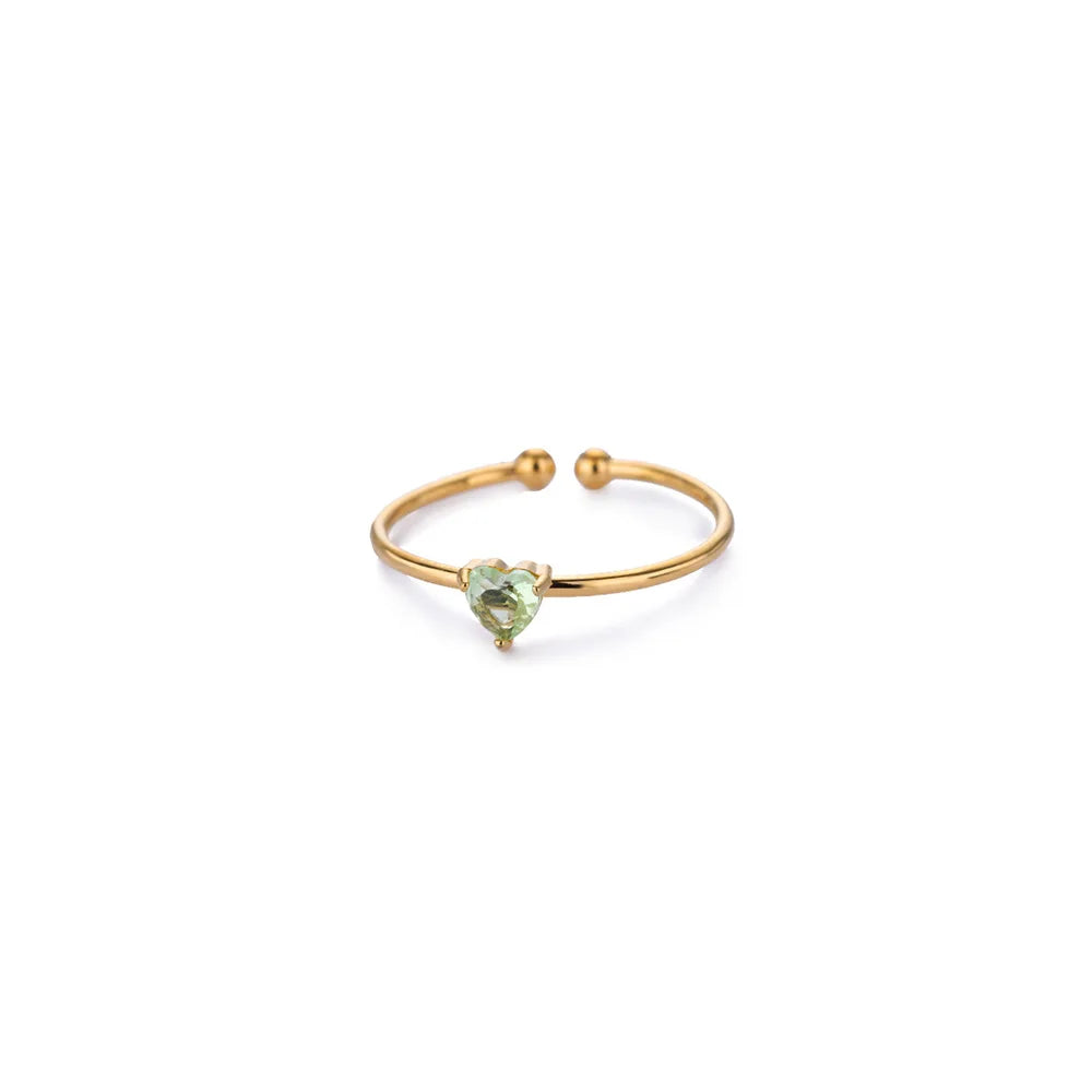 2025 Geburt Bunte Zirkonia Herz Öffnungsringe für Frauen Mode Zierliche Edelstahl Prinzessin Ring Schmuck Hochzeit Geschenk