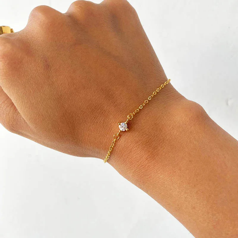 Einzelne Zirkon-Kreis-Perlenarmbänder für Frauen Edelstahlarmband Sommerschmuck Paar Freunde Accessoires Geschenk 2023