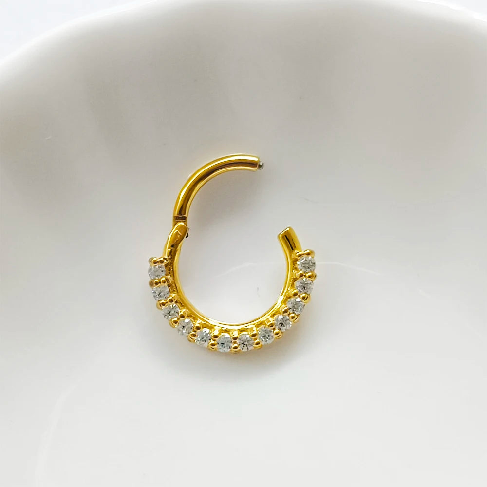 316L Chirurgischer Stahl Segment Nasenring Zirkon Septum Clicker Ohrknorpel Helix Daith Hoop Körperschmuck Piercing