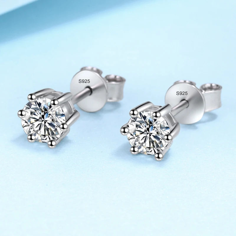 NeeTim Pendientes de Moissanita de 0,5 ct, 1 ct, 2 ct para mujer, de plata de ley 925, en verde, rosa, negro, azul y gris, con circonitas brillantes
