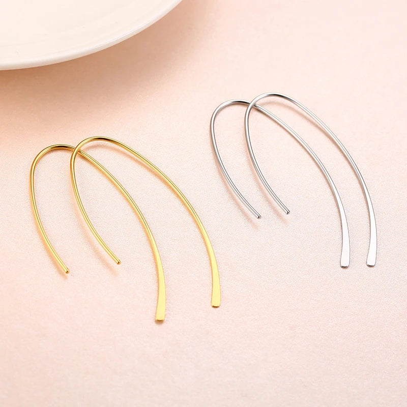 Stilvolle geometrische Creolen für Damen und Mädchen, aus Edelstahl, minimalistisch, elegant