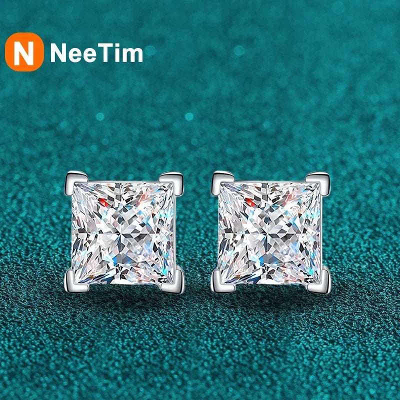 NeeTim 1ct D Color Moissanit Ohrstecker für Damen, luxuriöser Schmuck, original 925 Sterling Silber Diamant Hochzeitsfeier Ohrring Geschenk