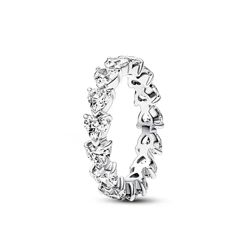 925er Silber Damenschmuck Ring Größe 6 7 8 9 Pinker Herz Zirkonia Stein Rot Schwarz Ringe DIY Geburtstagsgeschenk Party