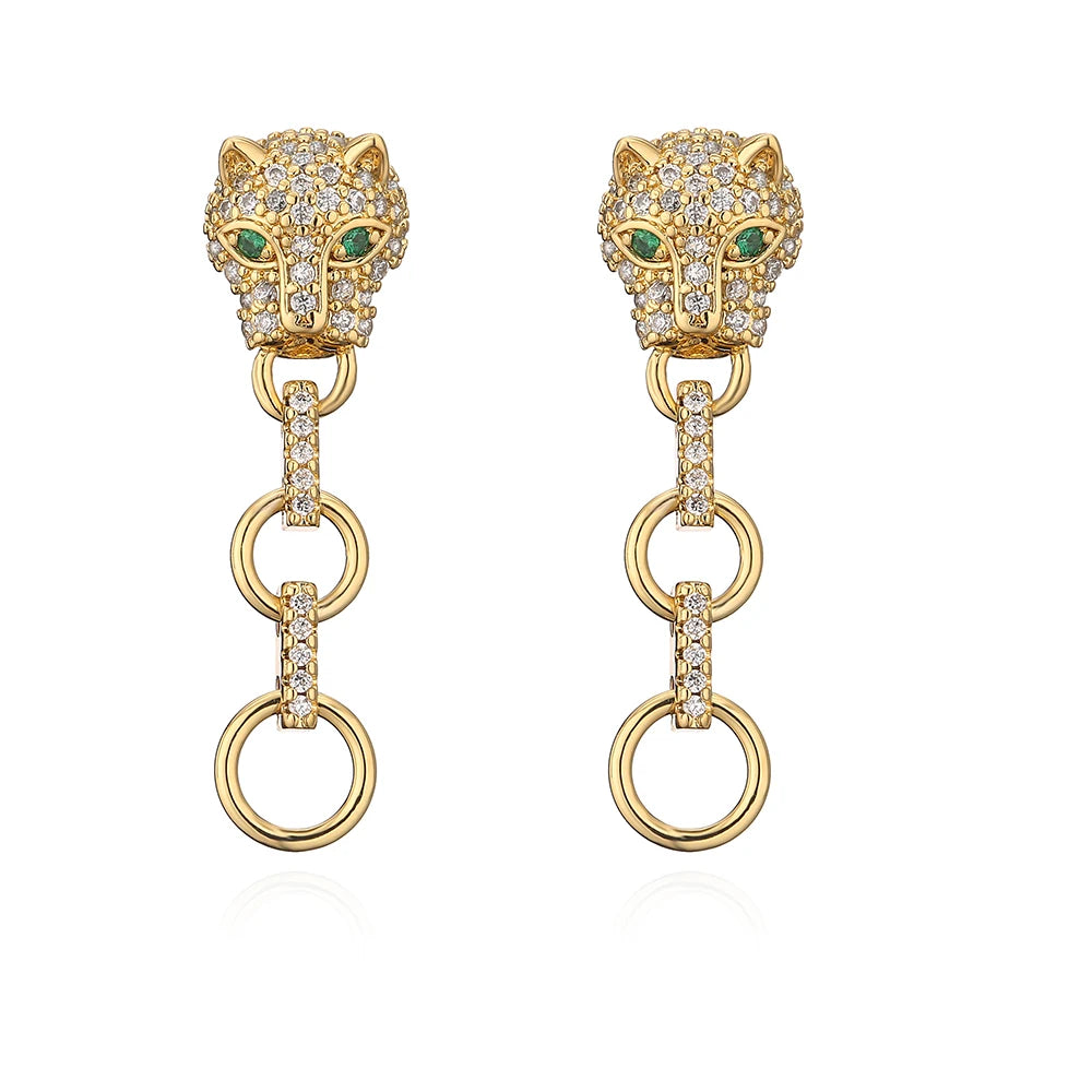 NEWBUY Mode Goldfarbe Tier Ohrhänger für Frauen Einzigartiges Design Leopard Ohrring Statement Damen Party Schmuck