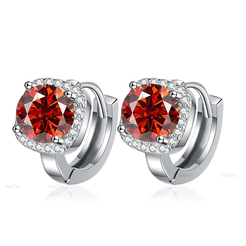NeeTim 0,5 ct 1 ct Regenbogenfarbene Moissanit-Ohrstecker für Damen, S925 Silber, Schwarz, Blau, Rosa, Labor-Diamant-Ohrstecker für die Hochzeit