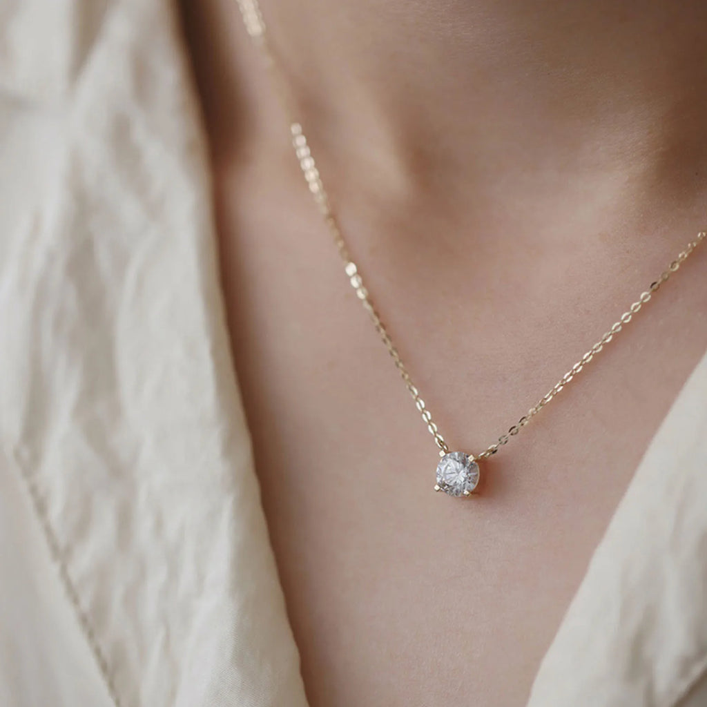 Collar de plata de ley 925 con baño de oro de 18 quilates, cadena versátil de circonita brillante para mujer, joyería de boda