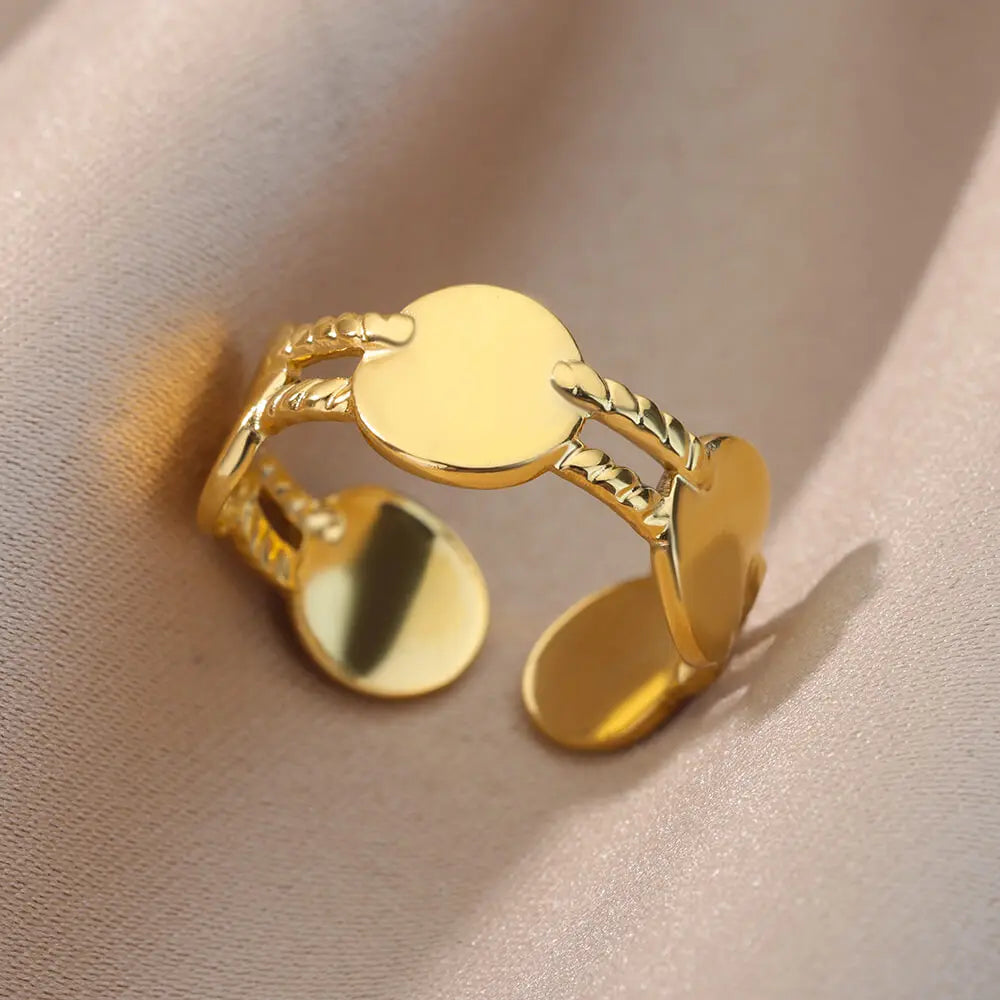 Anillos Irregulares Huecos Para Mujer De Acero Inoxidable Color Dorado Anillo Geométrico Fiesta Joyería De Navidad Regalo Envío Gratis