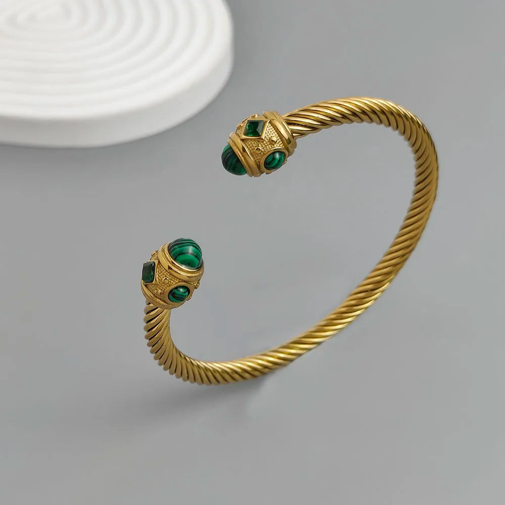 Originales Armband aus Stahldraht, gedreht, mit Saphir, aus Edelstahl, für Damen, wasserdicht und rostfrei, Partnerarmband