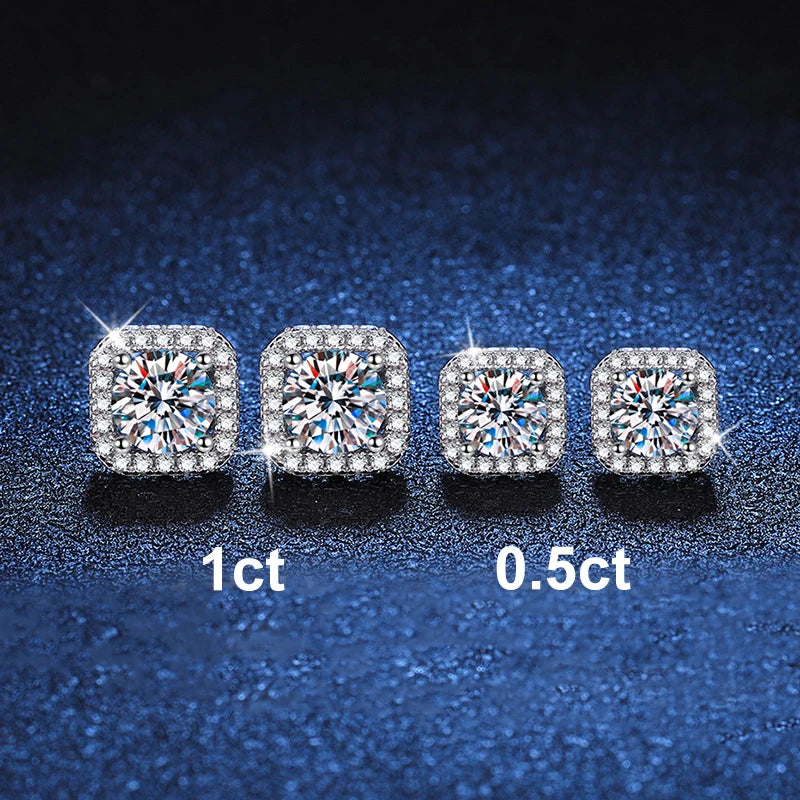 Neetim Real 0.5-1 Karat D-Farbe Moissanit Ohrstecker für Frauen 100% 925 Sterling Silber Funkelnde Ohrringe Hochzeitsschmuck