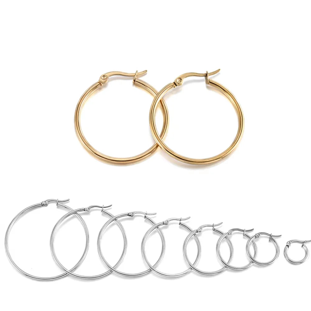 10 aros negros abiertos de acero inoxidable para pendientes, ganchos de 15-50 mm con base de aro para la fabricación de joyas DIY