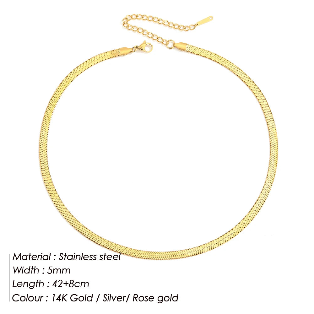 SUNIBI Stainless Steel Necklaces for Women Gold Color Basic Punk Link Chain Necklace Solid Metal Jewelry Wholesale/dropshipping