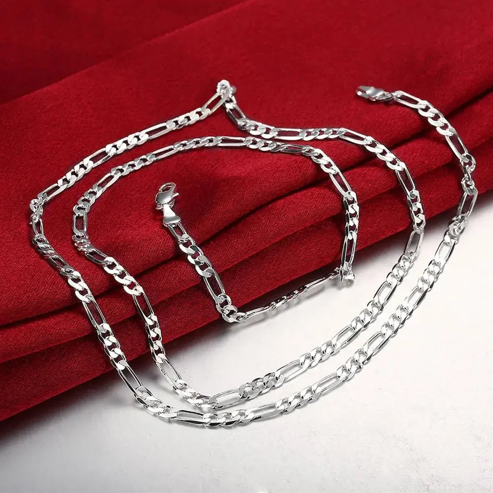 Collares de cadena fina de 40-75 cm de plata esterlina 925 de 16-30 pulgadas y 4 mm para mujer, joyería para fiesta de moda, boda, regalos de Navidad