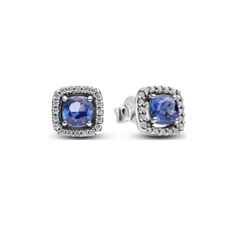 Weihnachtsgeschenk Bestseller 925er Silber blauer Stein Blumen Ohrstecker passend für Damen Festival Exquisiter Charm Schmuck Geschenke