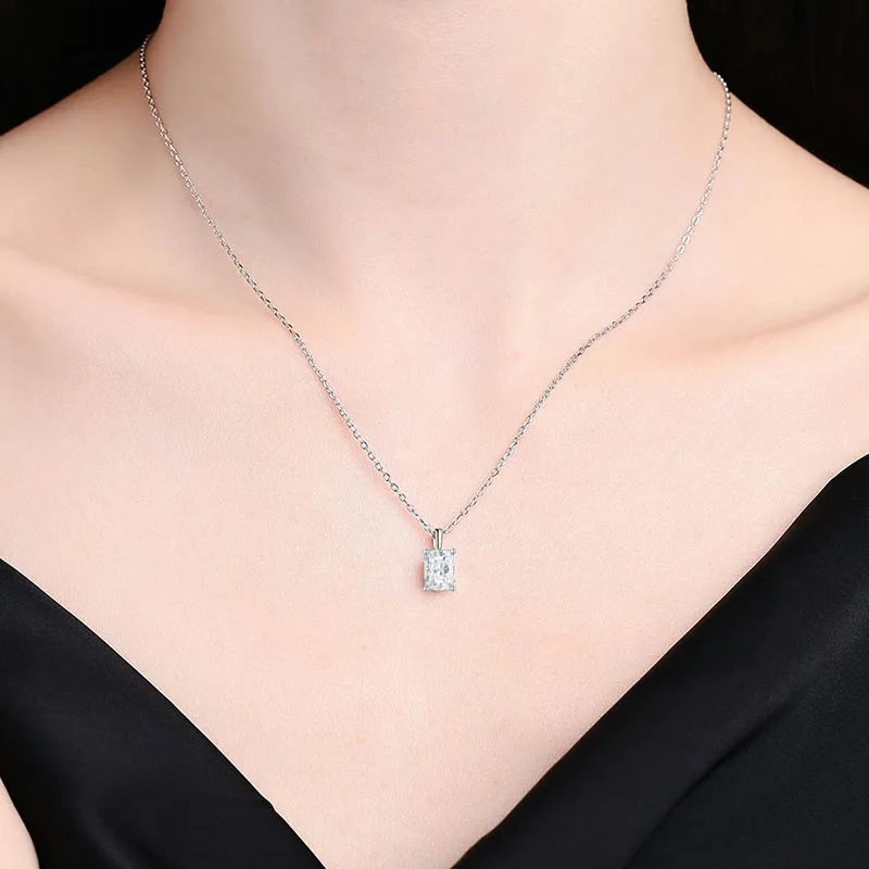 NeeTim 1ct 2ct 3ct 4ct Collar de Moissanita Corte Radiante D VVS1 para Mujer con Baño de Oro Joyería de Plata de Ley 925 Colgante