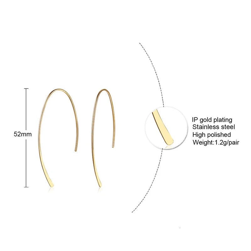 Pendientes de Aro Geométricos Estilosos para Mujeres y Niñas de Acero Inoxidable Minimalistas Elegantes