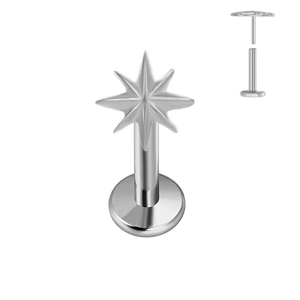 ASTM F136 G23 Titan Herzförmiger Ohrstecker 16G 18G 20G Threadless Piercing Butterfly Push-in Lippenstecker Daith Labret Conch