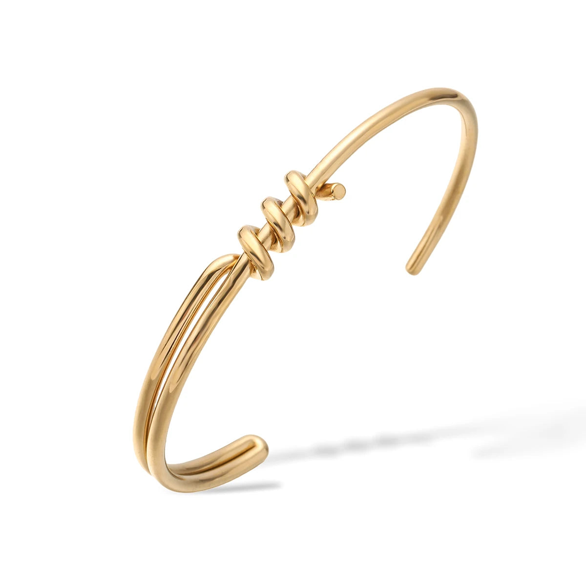 NEWBUY 2026 New Arrival Silver/Gold Color knot Design Bangles For Women Non-Fading Stainless Steel Jewelry