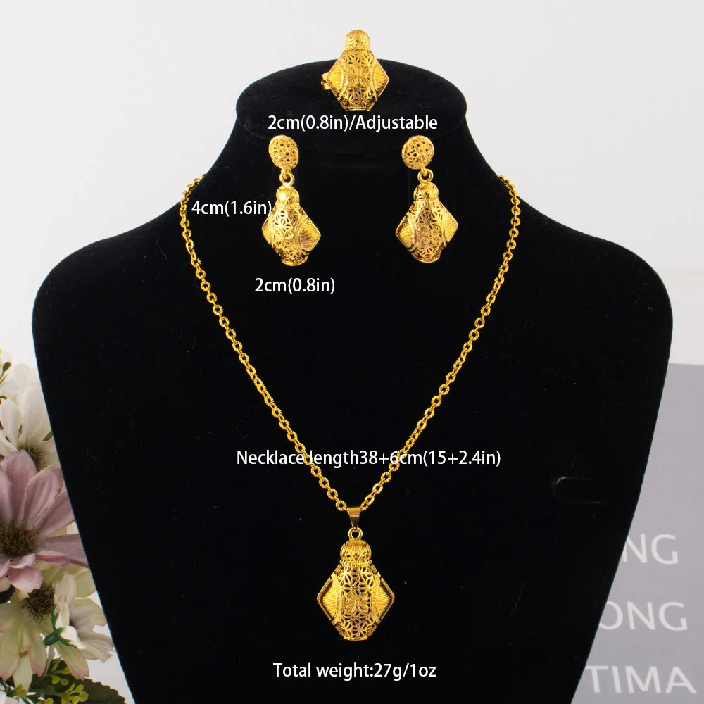 Modeschmuck-Set aus Gold, Edelstahl-Ohrringe und Halsketten für Damen, einfaches Persönlichkeitsgeschenk, Hochzeitsfeier-Accessoires