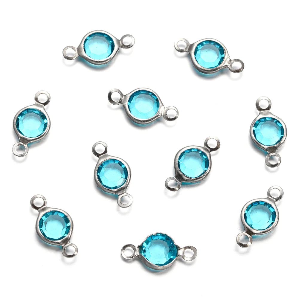 10 Stücke/Los Edelstahl Kristall Rund Doppelring Anhänger für DIY Armband Halskette Perlen Schmuckherstellung Zubehör