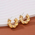 Goldfarbene Kristallstein-Creolen Gedrehte Metallform Versilbert Neue Mode Damenohrringe Party Schmuck Geburtstagsgeschenk