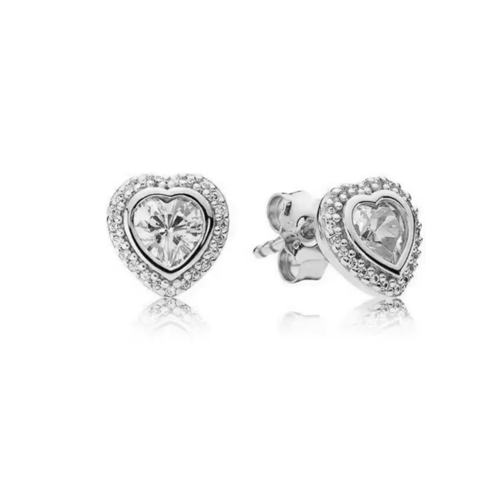 Neue S925 Silber Herz-Stein-Ohrstecker geeignet für Valentinstag, Muttertag, Jubiläumsgeschenk DIY Charm-Schmuck