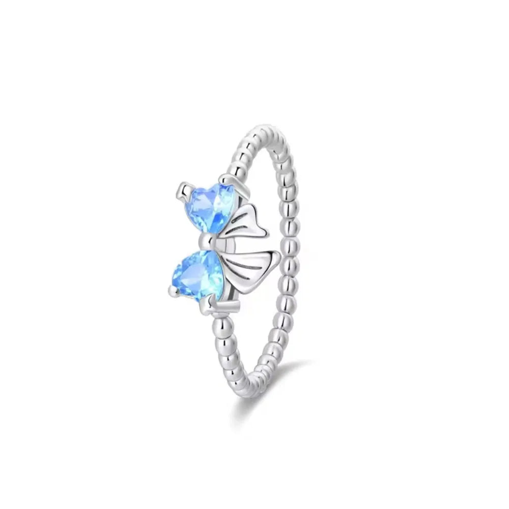 925er Silber Ring Heißer Verkauf Muttertag Mama Größe 6 7 8 9 Rot Blauer Stein Schmuck Charm Passender DIY Geburtstagsgeschenk
