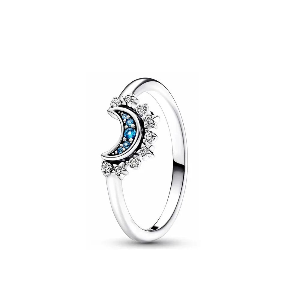 925er Silber Ring Heißer Verkauf Muttertag Mama Größe 6 7 8 9 Rot Blauer Stein Schmuck Charm Passender DIY Geburtstagsgeschenk