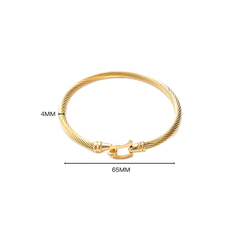 1 Stück Edelstahl Draht Armband Hufeisenförmige Magnetschnalle Trendiger minimalistischer Punk Gold Silber Schwarz Herrenarmband