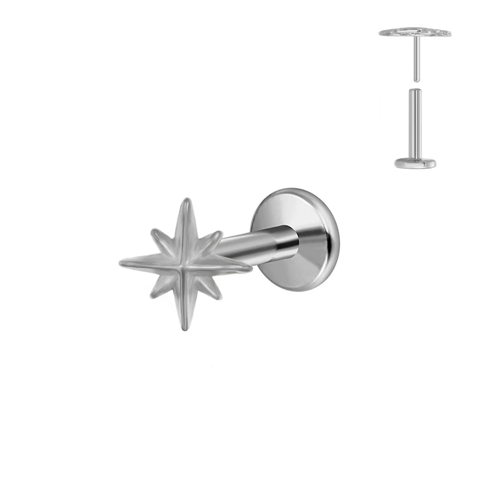 ASTM F136 G23 Titan Blumen Piercing Push-In Zweig Ohrring Stecker Anhänger Gewindefreies Labret Piercing Knorpel Körperschmuck