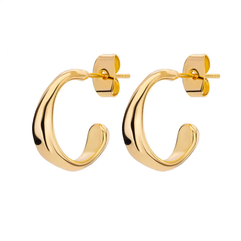 C-förmige Muschel-Ohrringe für Damen, Edelstahl, Wassertropfen, Tropfen-Hoop-Ohrringe, modische Piercing-Ohr-Accessoires, Party-Schmuck