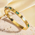 Yupsk 3Pcs Gold Color Stainless Steel Stacked Bangle Bracelets for Women Exquisite Inlaid Zircon Waterproof Party Jewelry