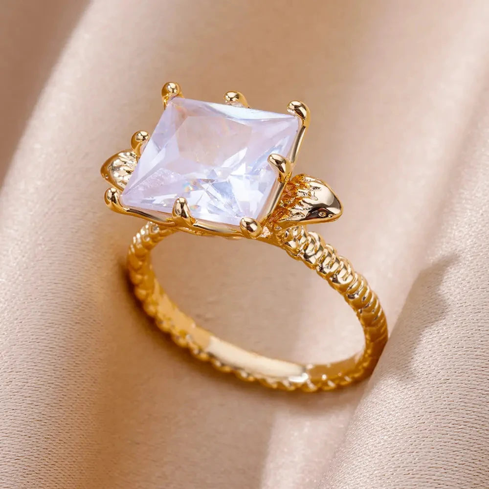Goldfarbener Edelstahlring für Frauen Bunter Zirkonia Herz Öffnender verstellbarer Ring Modeschmuck Hochzeitsgeschenk
