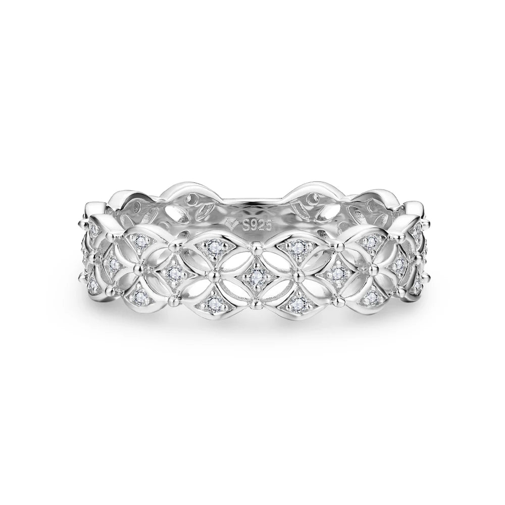 MINTYBOX Reiner S925 Silber D-Farbe Diamant Moissanit Ring für Frauen mit Zertifikat Vintage Spitze Verlobungsringe Feiner Schmuck