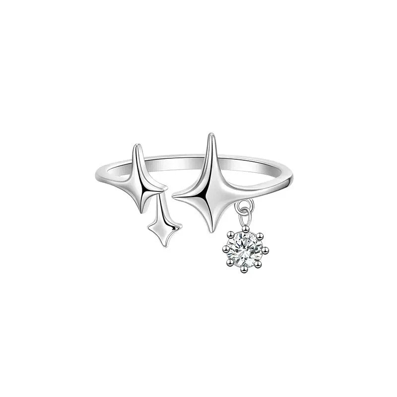 VENTFILLE 925er Silber Mond Quaste Öffnung Weiblich Mode Ins Ring