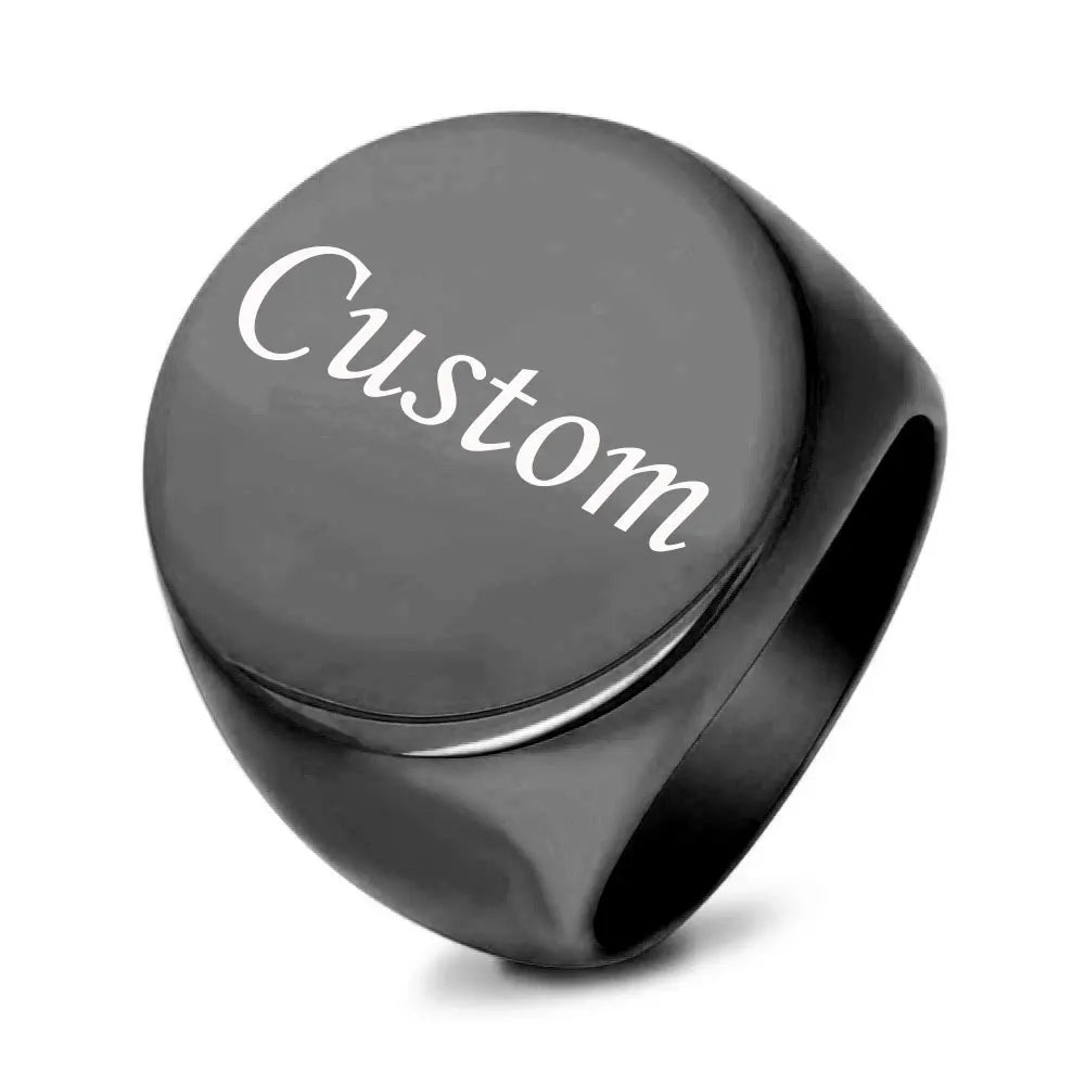 Personalisierter Siegelring Gravur Name Logo Foto Schmuck Edelstahl Rund Herren Damen Für Familie Hochzeit Personalisierte Geschenke